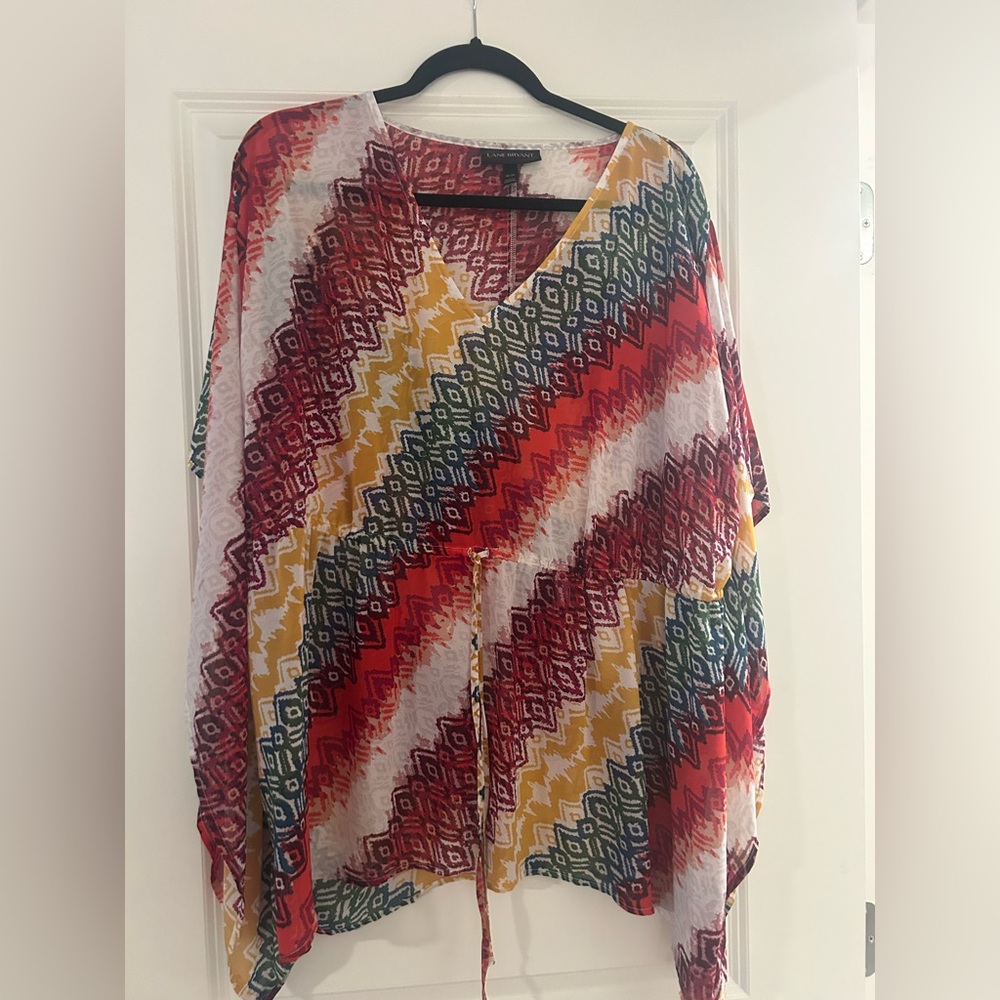 Lane Bryant Red and Yellow Geometric Tunic